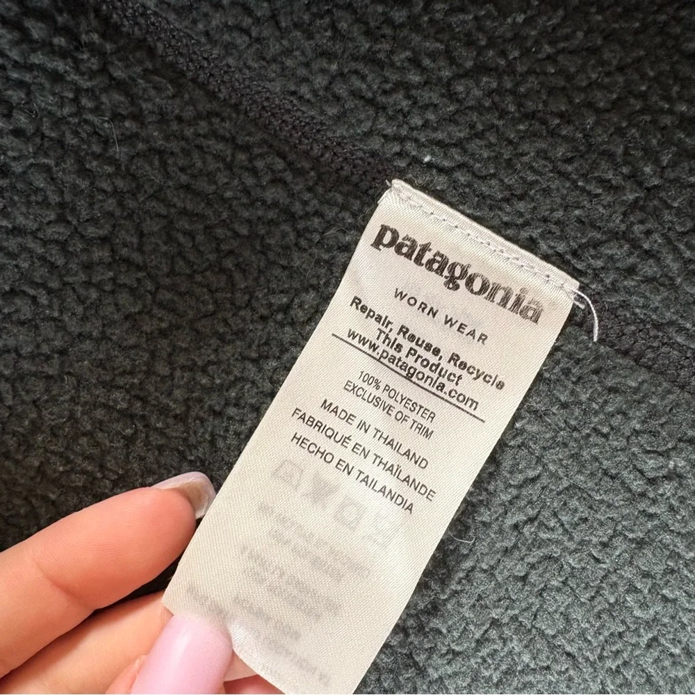 Patagonia Worn Wear Forest Green Half-Zip Fleece Long‎ Sleeve Top L Hiking Camp - Picture 6 of 7